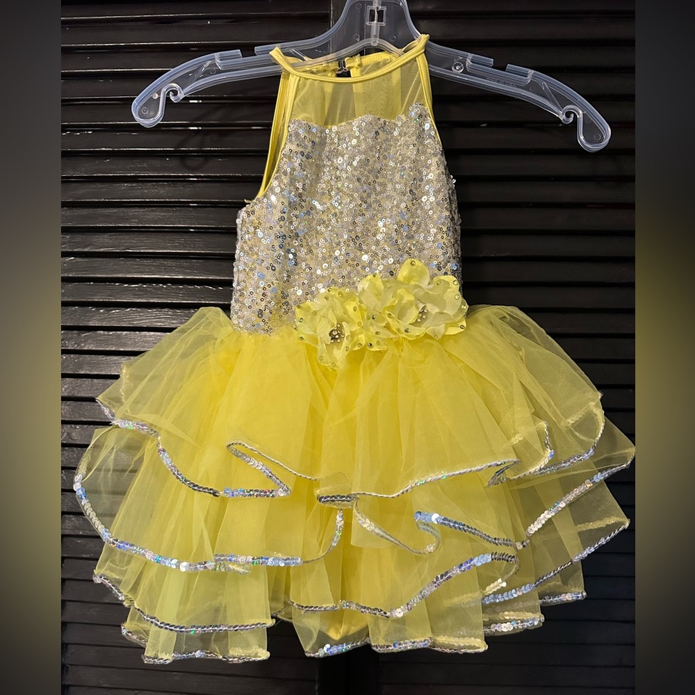 Toddler Girls Yellow Sequin Ballet Tutu Dress